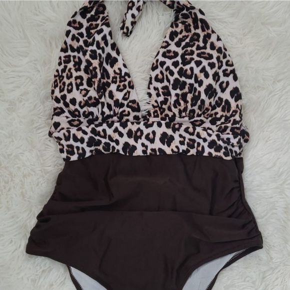 Brown leopard deep v-neck backless women boutique fashion monokini Brazilian sty - Picture 4 of 9